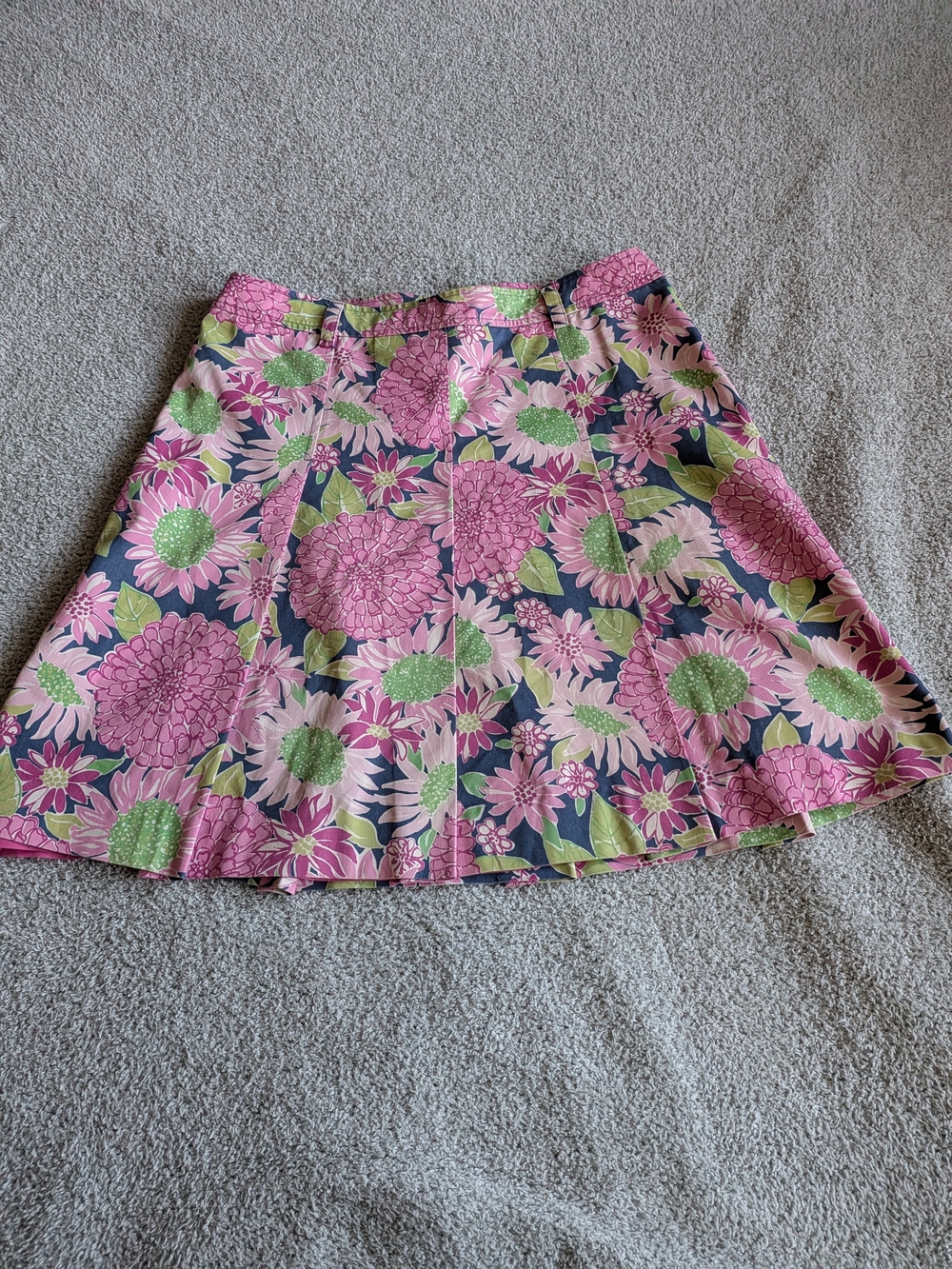 🌼B2G1🌼 Lilly Pulitzer Navy Pink and Green Floral A-Line Jean Skirt